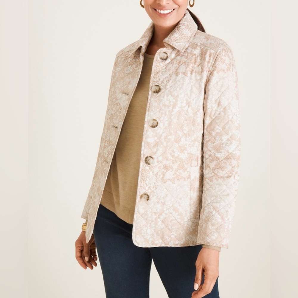 ♥️ HOST PICK ♥️ CHICO’S WOMEN’S LACE PRINT QUILTED JACKET